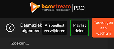 Playlist über die BCM Stream Pro-App teilen